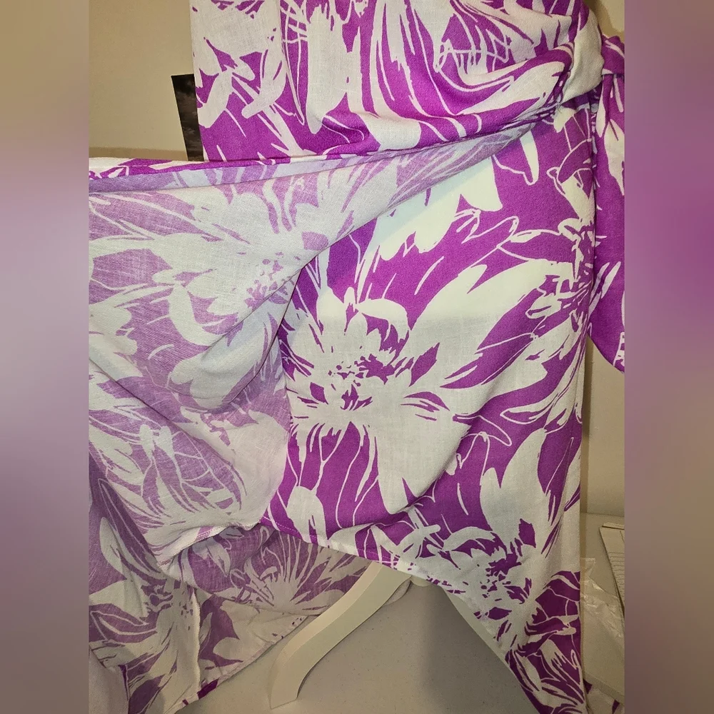 Purple Hawaiian Style Dress Large - Picture 3 of 14